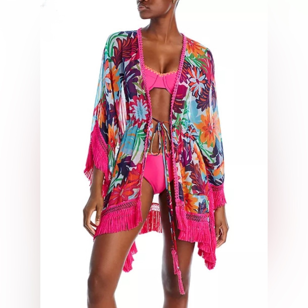 Ramy Brook Vibrant Floral Kimono Cover-Up Mini Dress. SOLD OUT